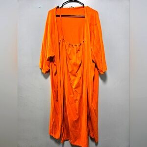 Orange body con dress with duster.